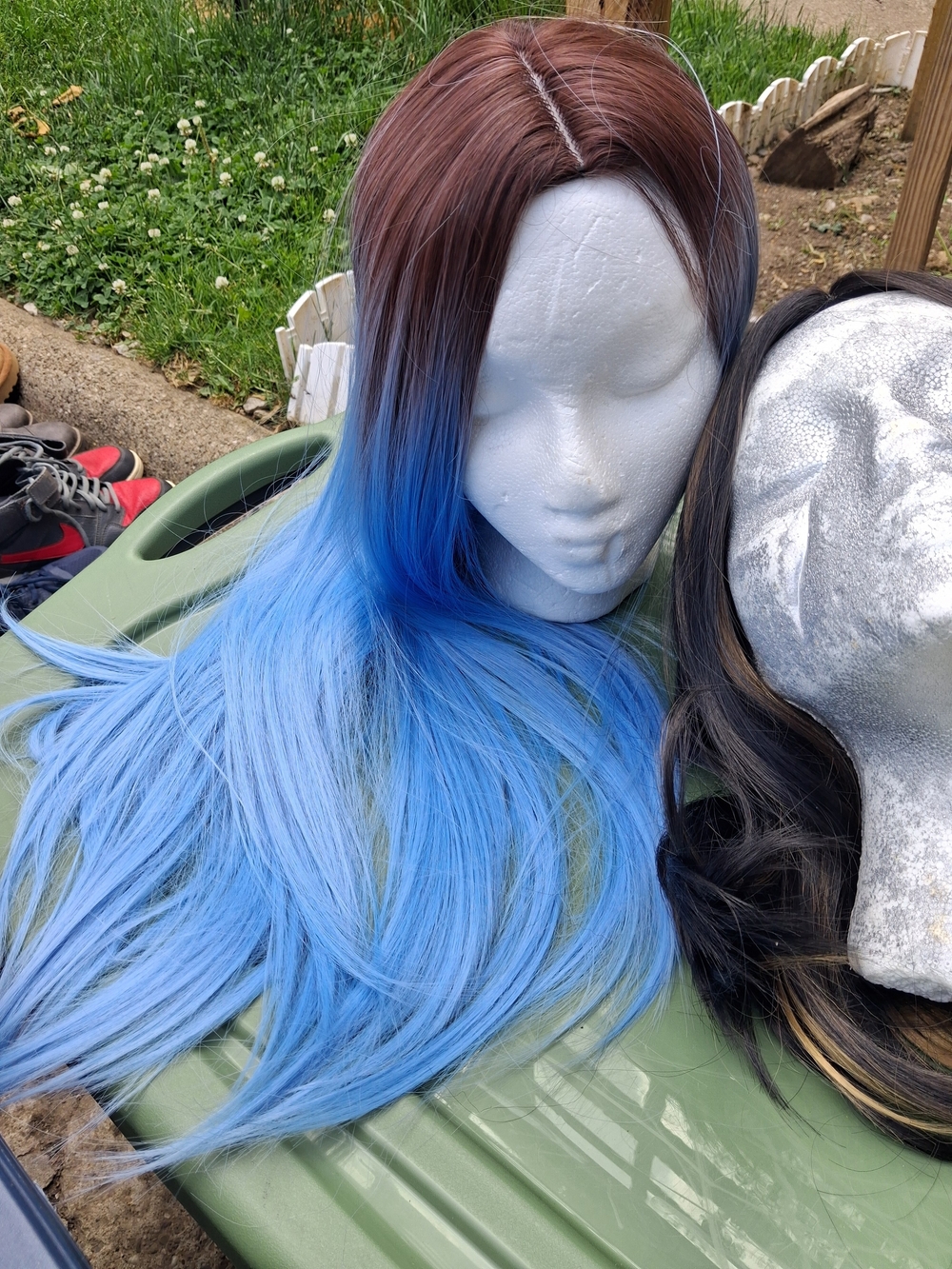 Brown to Light Blue Ombre Women’s Wig